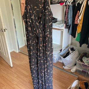 Black Floral Print Jumpsuit